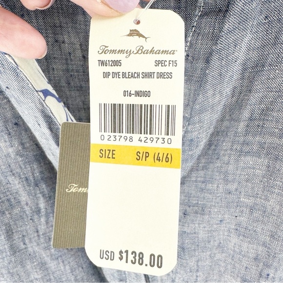 ✅ NWT TOMMY BAHAMA 100% LINEN OMBRE SLEEVELESS BUTTON FRONT DRESS SIZE SMALL - Picture 5 of 13